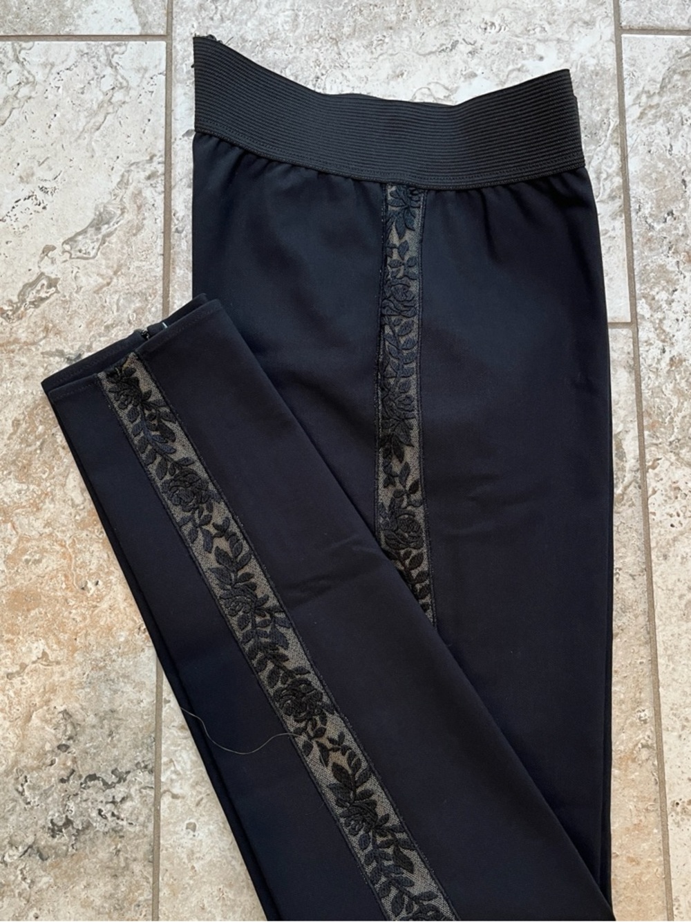 Stella McCartney Skinny Leg Pants - Black - Women’s US 6 / IT 42 - Lace Trim